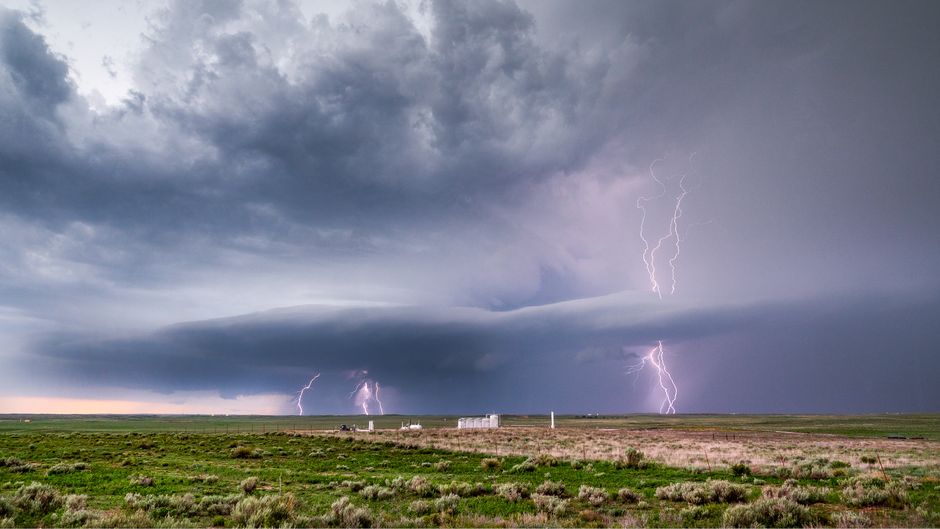Capturing a dramatic lightning storm over the rural landscape of Miami, Texas.
