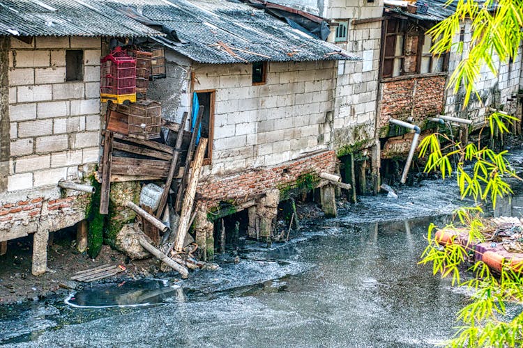 Houses Near Dirty River