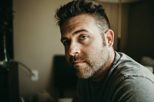 Close-Up Shot of a Bearded Man