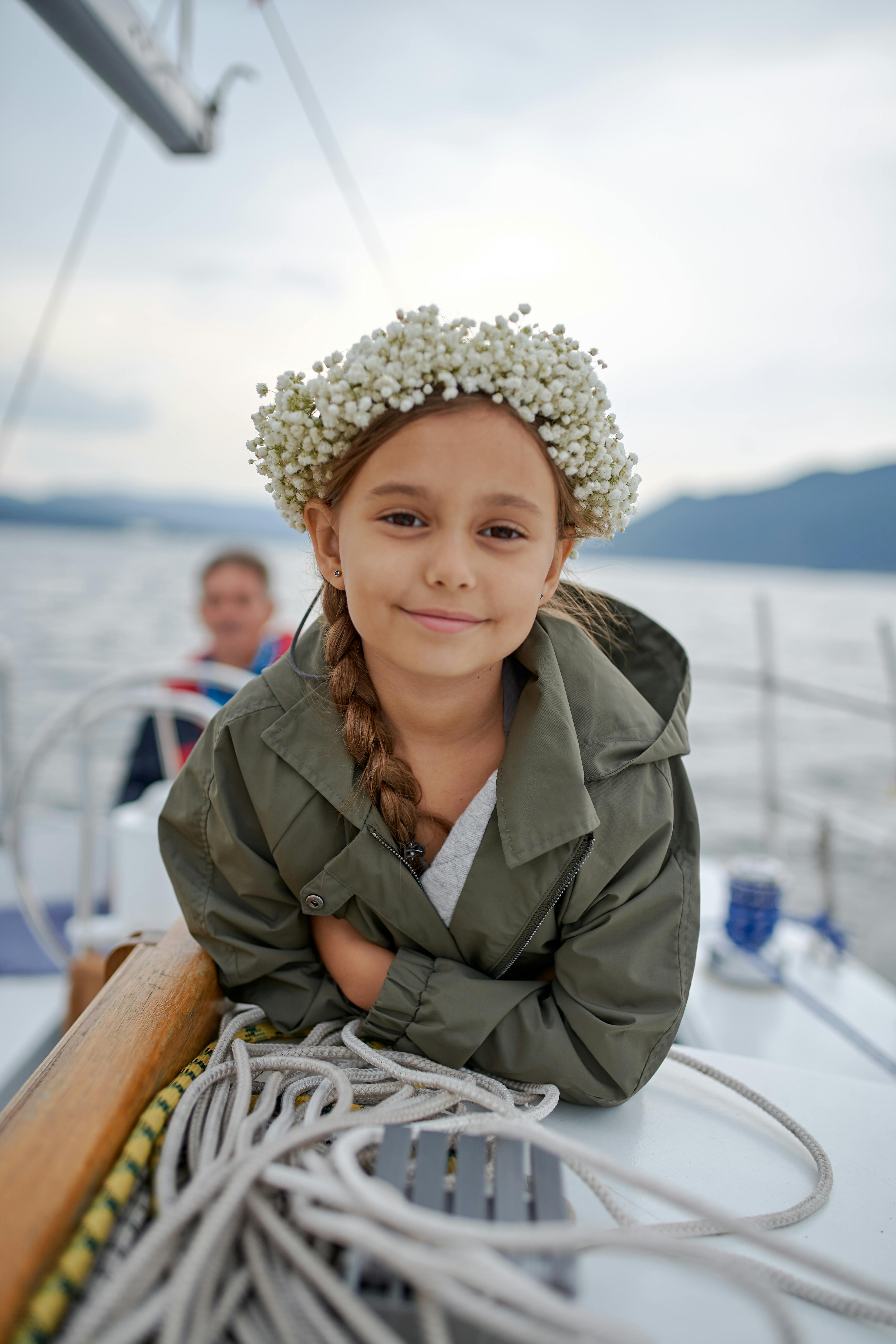 Child Little Girl Fishing Boat Holding Stock Photo 127375034