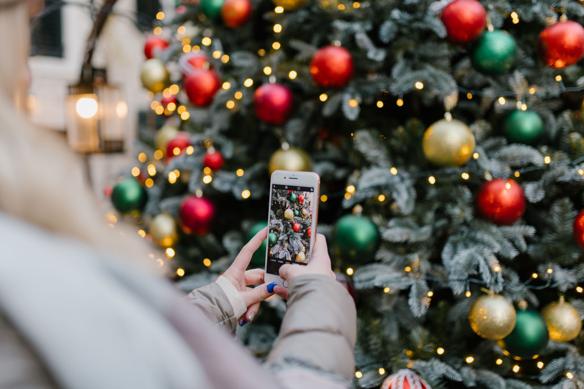 Person Taking Photo of a Christmas Tree, iPhone Offers in the UK