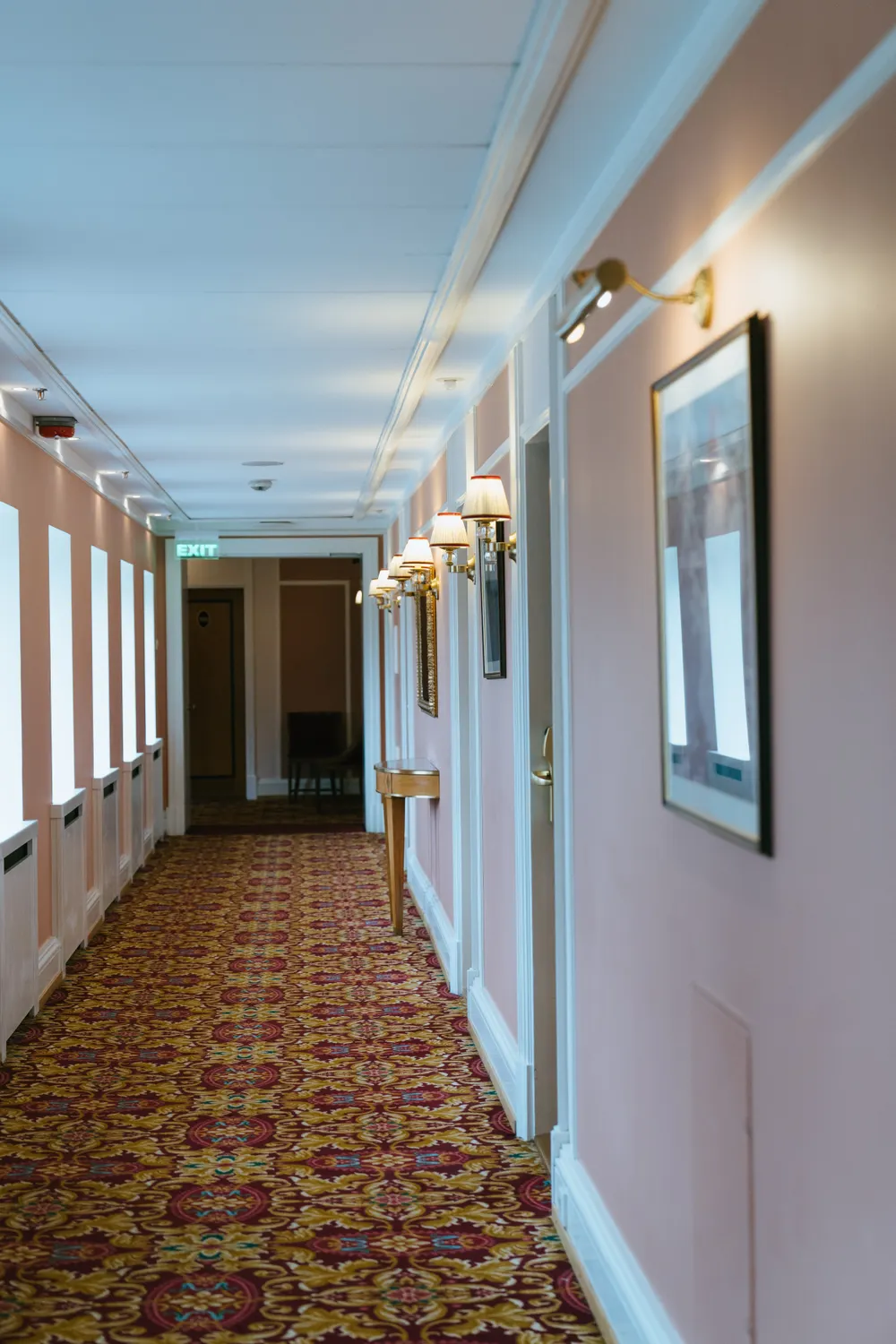 Elegant patterned carpet display for exhibition event spaces