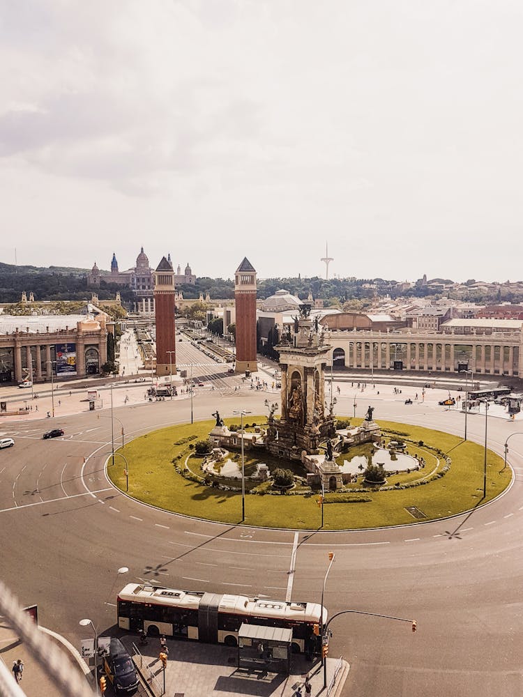 View Of A Traffic Circle In A City