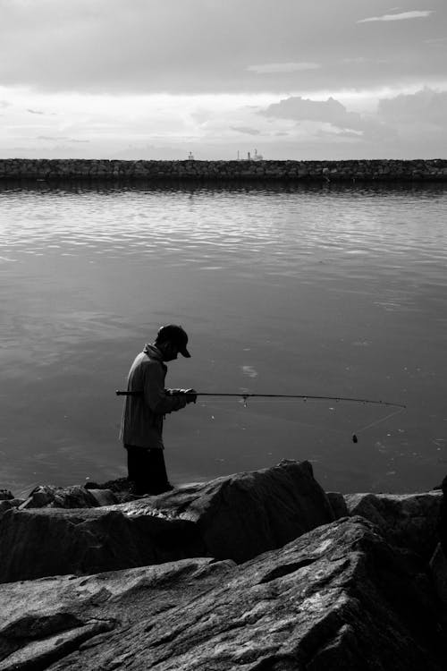 adam, Balık tutmak, balıkçı içeren Ücretsiz stok fotoğraf
