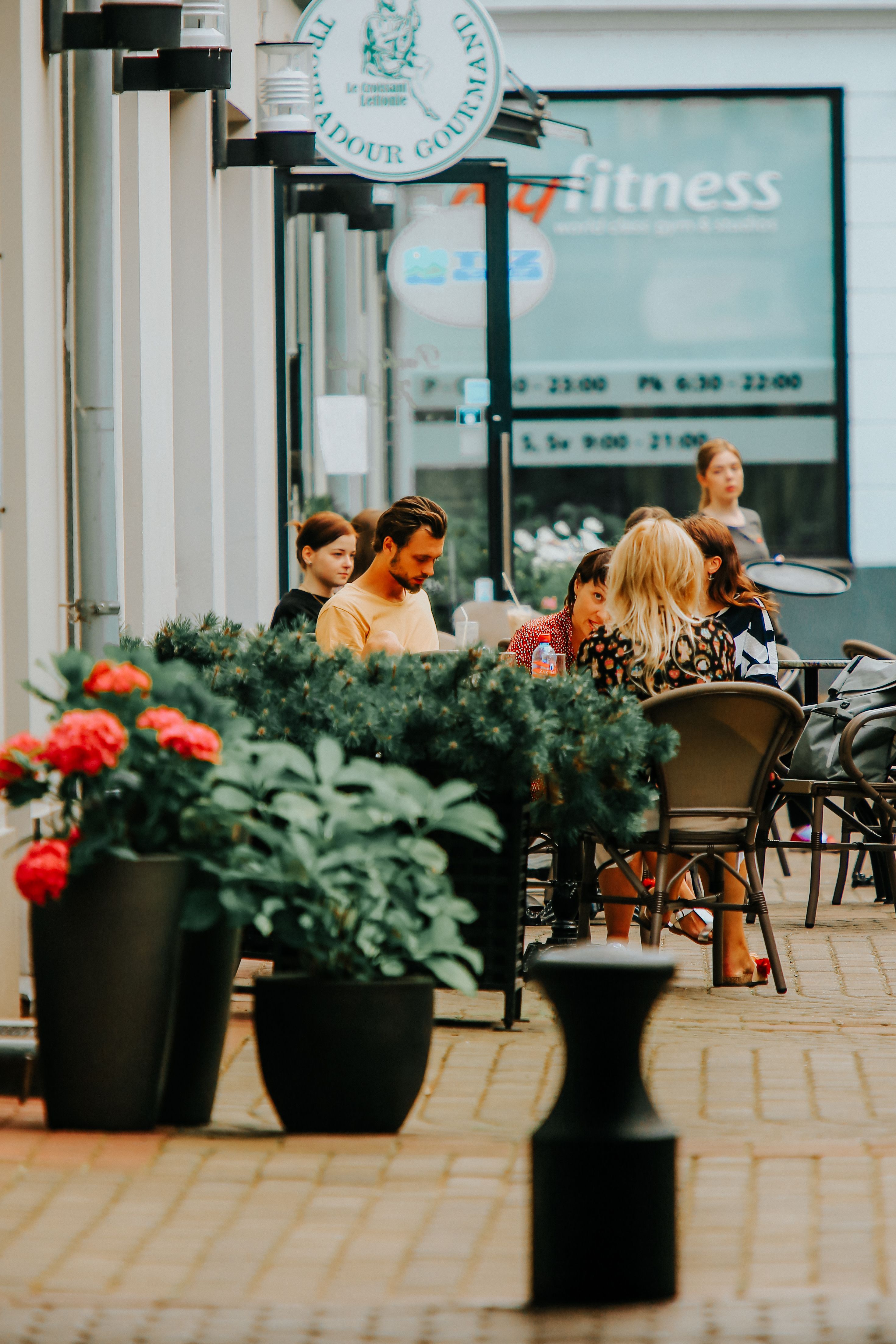 People enjoying outdoor café