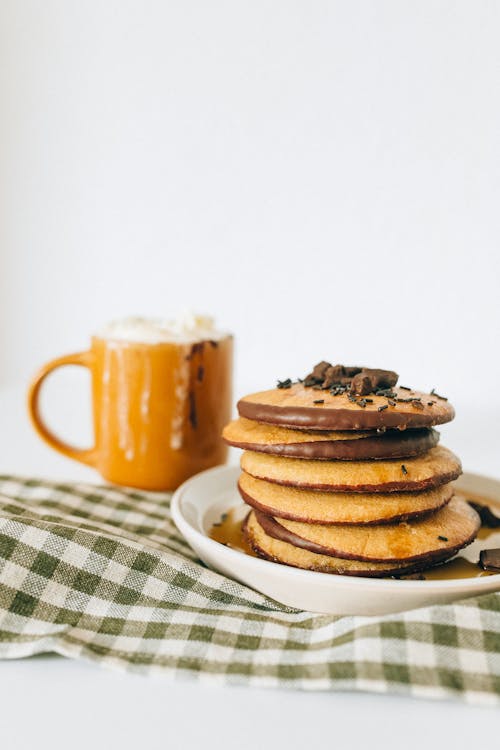 Free Pancakes on White Ceramic Plate Stock Photo