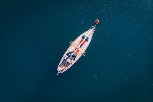 White Boat on Blue Sea