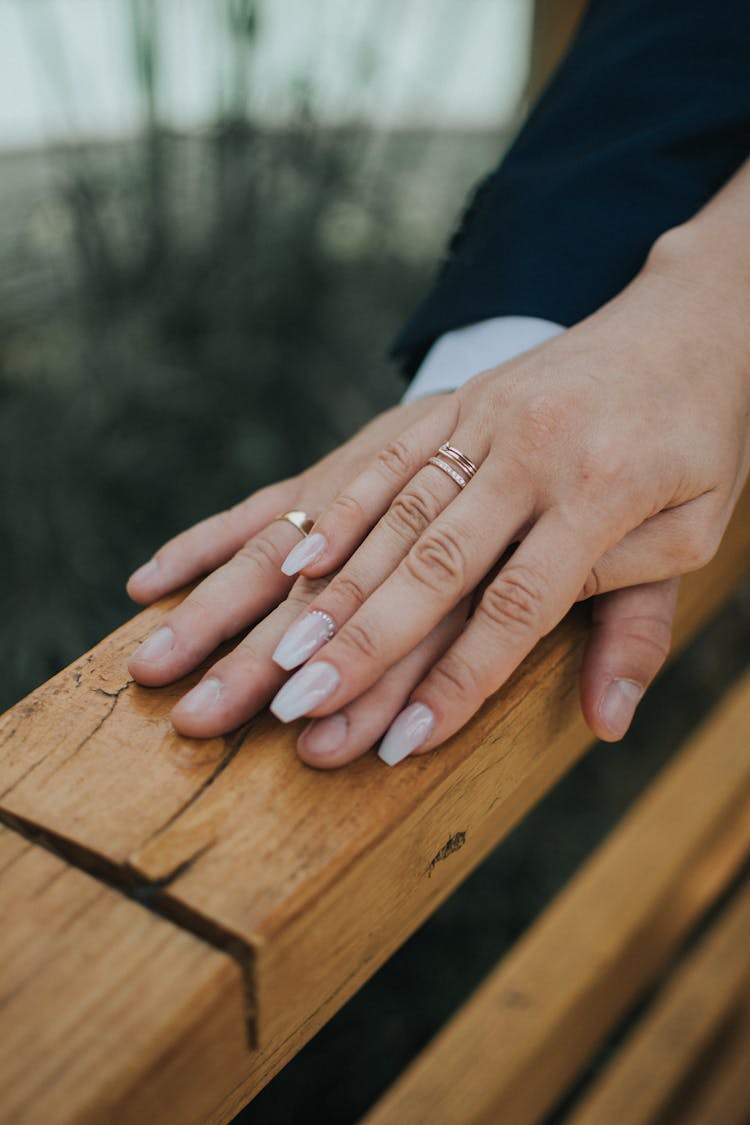 Just Married Couple In Wedding Rings