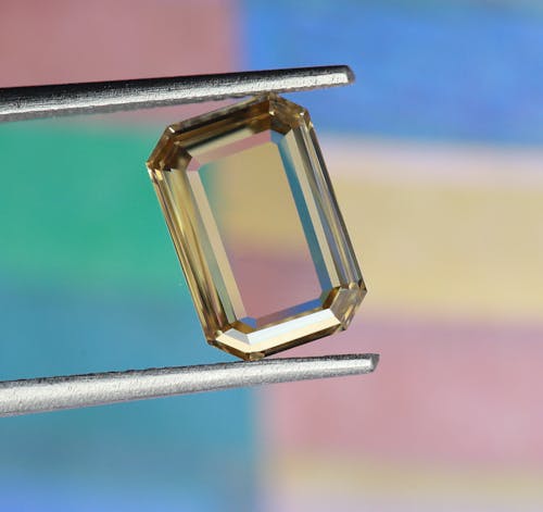 Free A Natural Gemstone with Octagon Cut on a Twissor Stock Photo