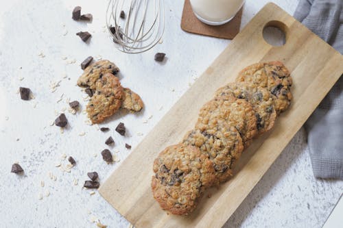 Free Cookies on Wooden Chopping Board Stock Photo