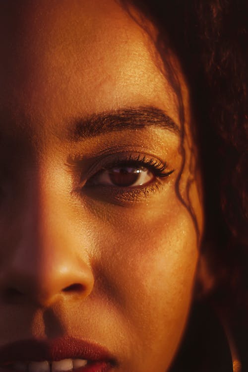 Free Close-Up View of a Woman's Face  Stock Photo