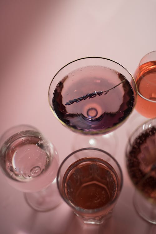 Free Glasses with Alcoholic Beverages Stock Photo