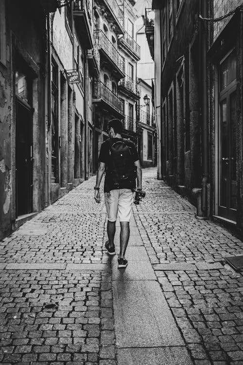 Free stock photo of black and white portrait, black and white street, moody