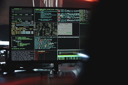 Close-Up View of System Hacking in a Monitor