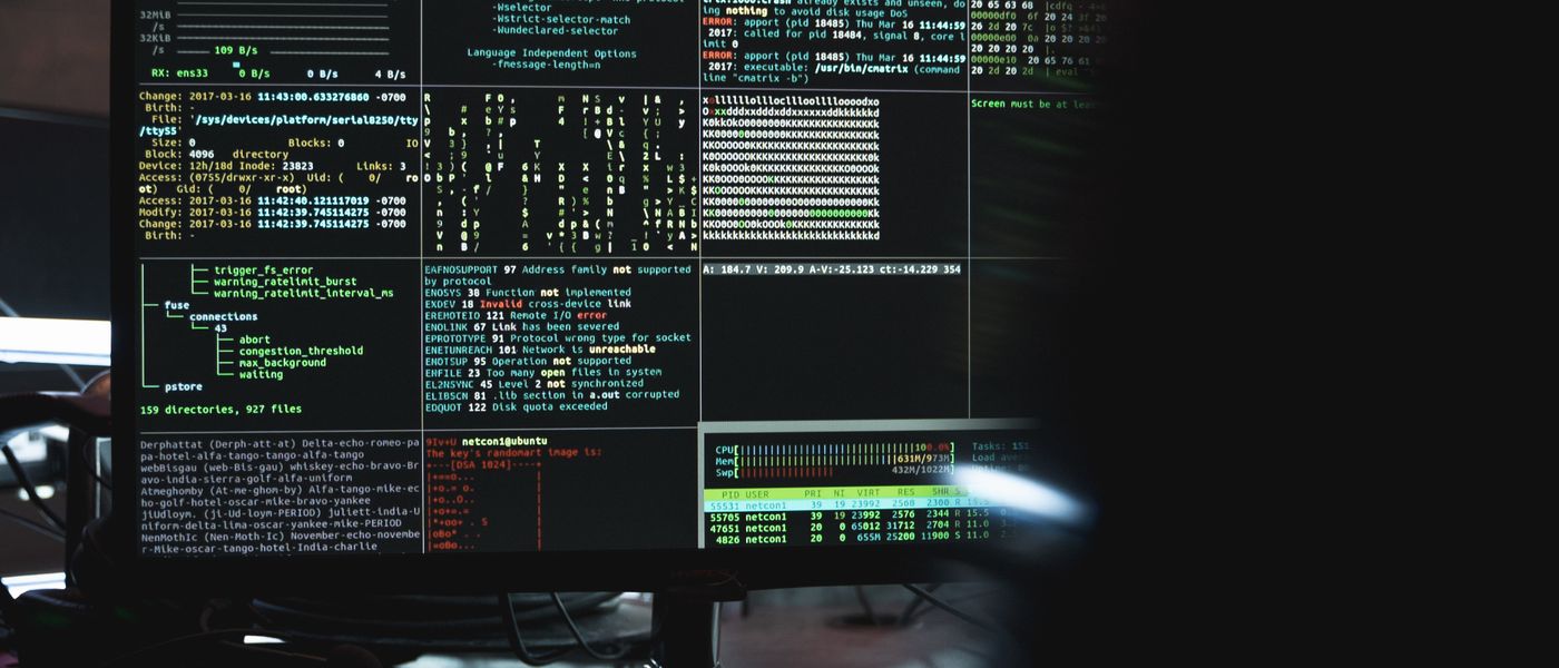 Digital code representing a cyber attack, highlighting the urgent need for cybersecurity SMB in Montreal.