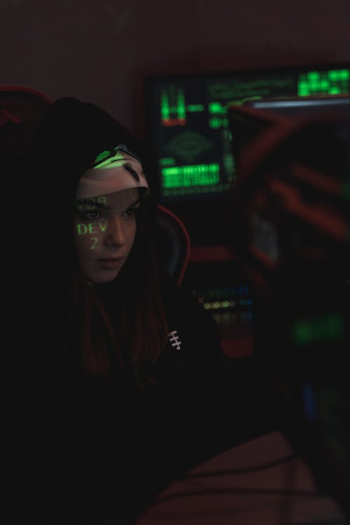 Woman in Hoodie Sitting on a Chair