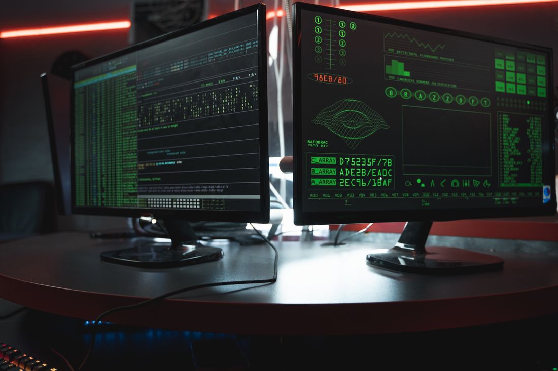 Code on a dark screen.