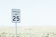 Sign on roadside with speed limit