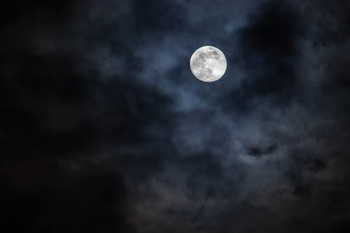 A Full Moon in Dark Night Sky