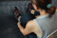 Woman preparing for training in fitness club