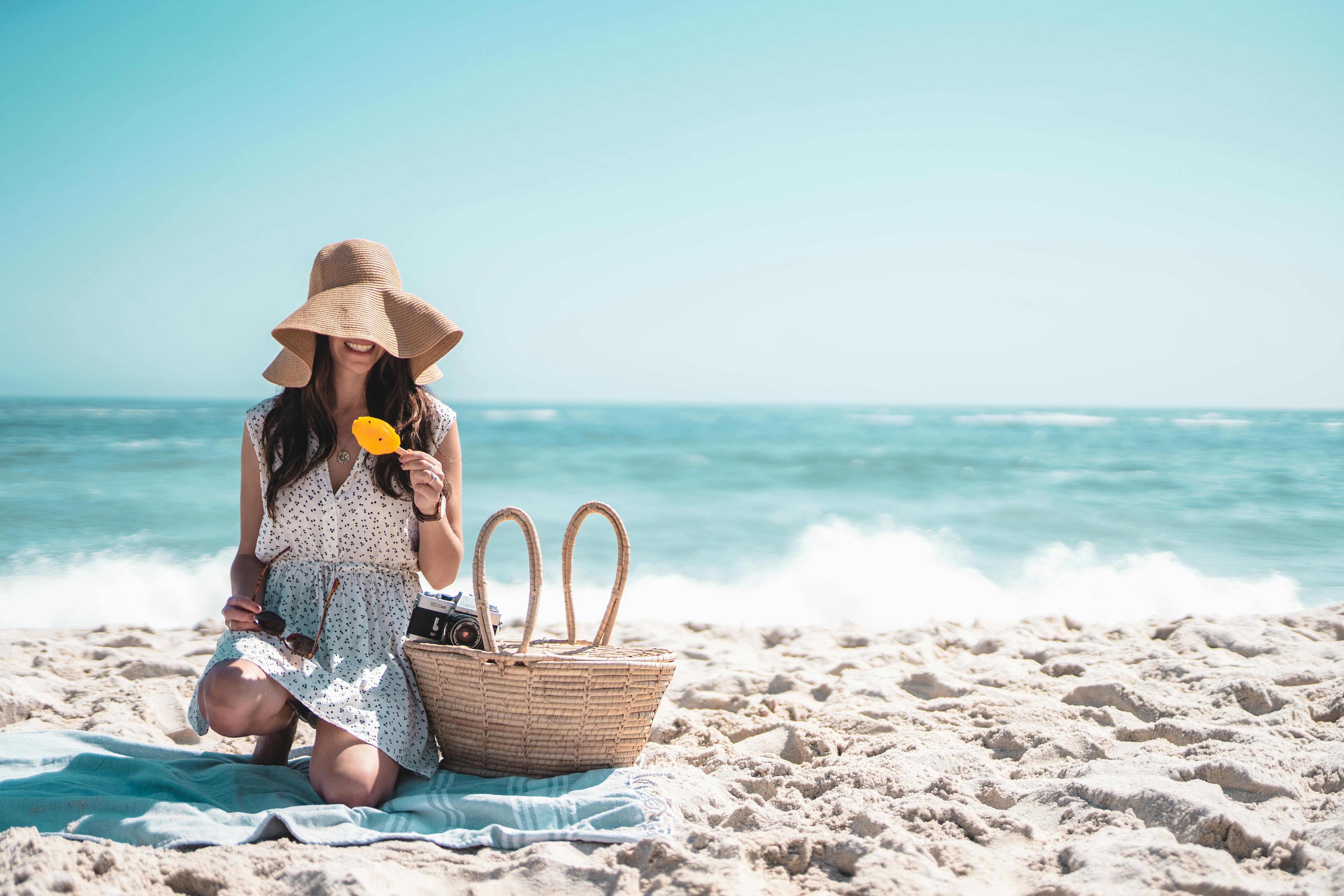 a woman relaxing at the beach