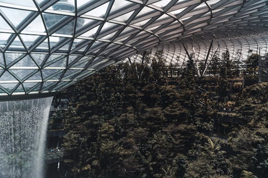 Experience the mesmerizing indoor waterfall at Jewel Changi Airport, Singapore's iconic travel destination.