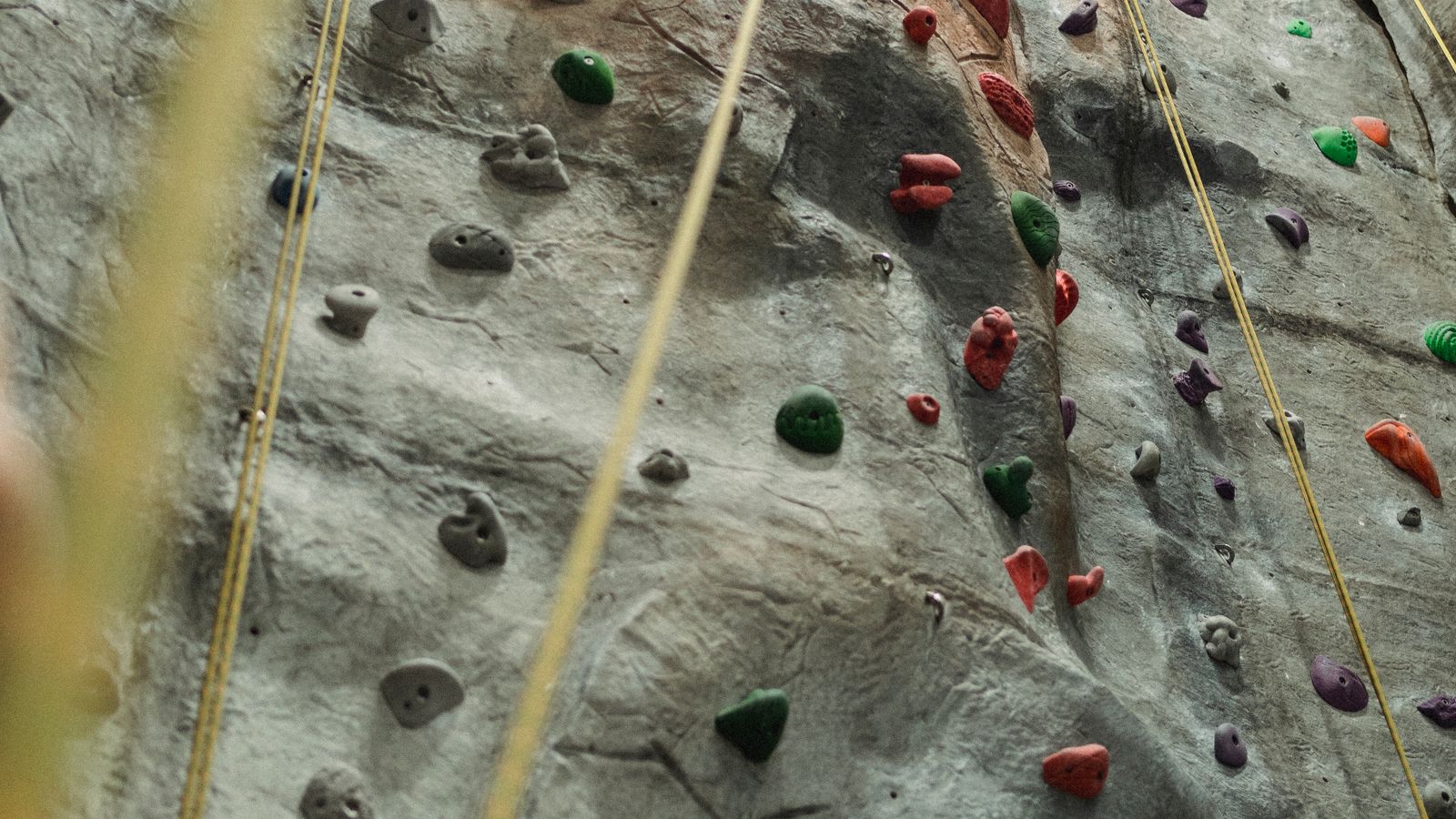 Inside a climbing gym