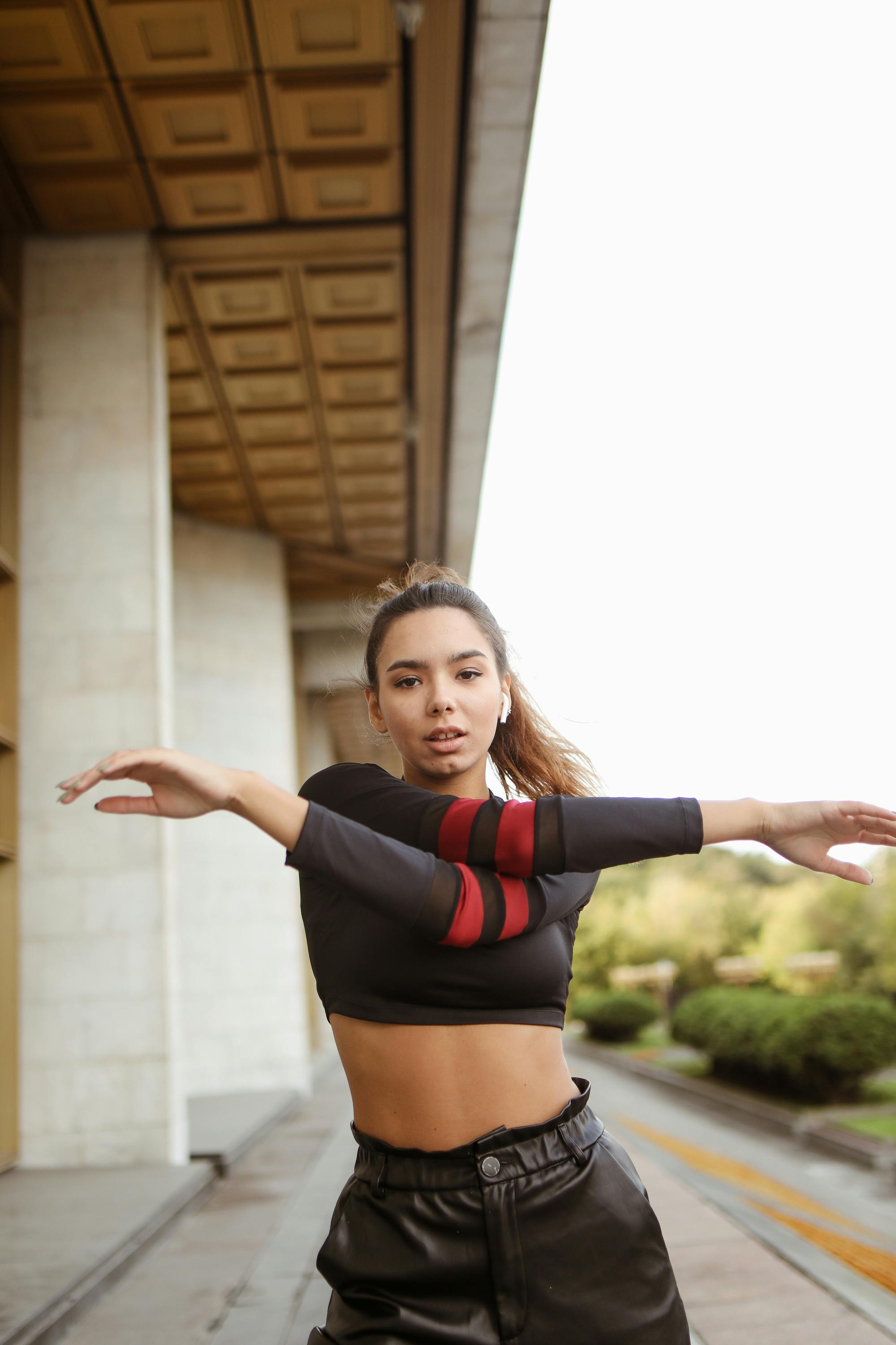 black long sleeve dance top