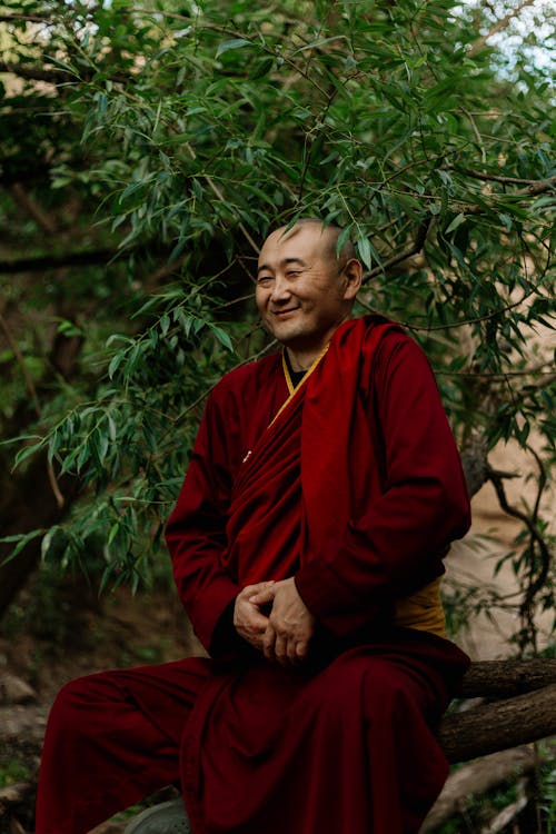 Happy Monk in Red Gown