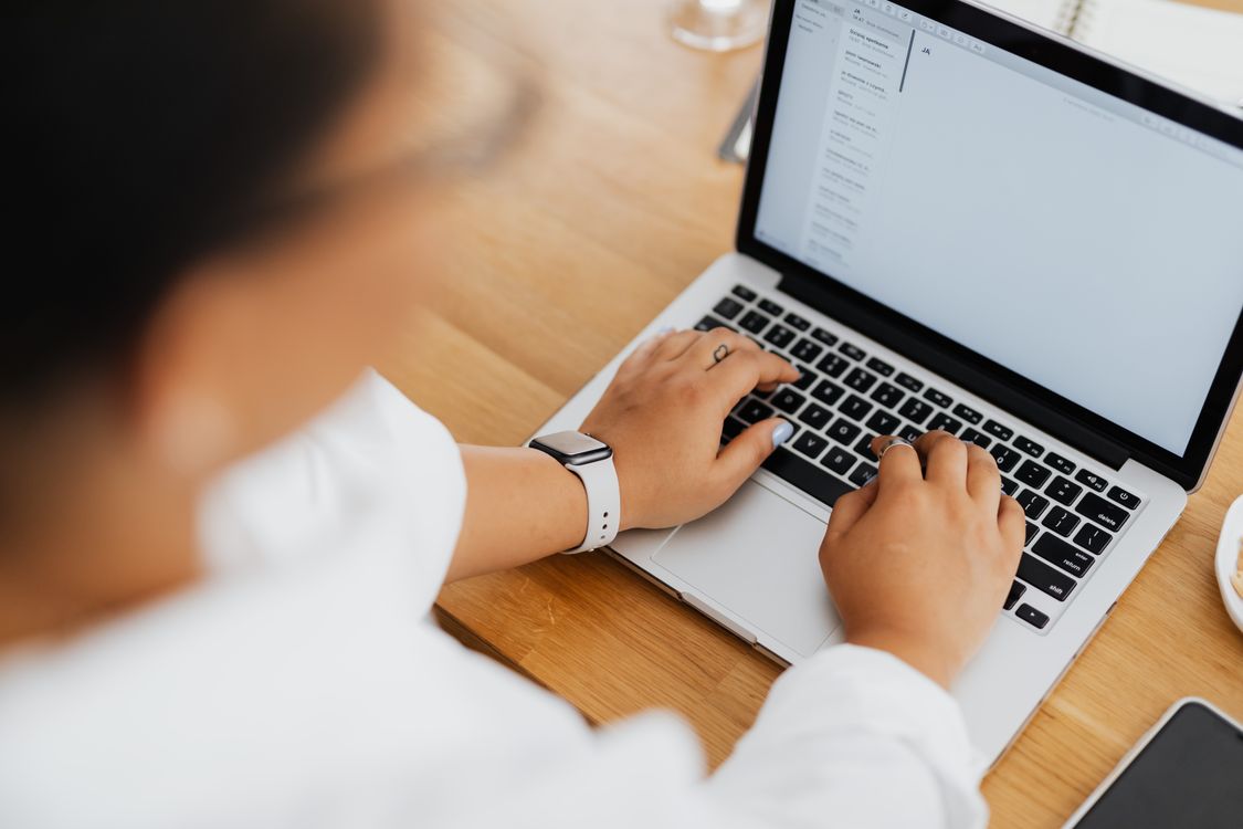 Close up view of a laptop screen showing SEO content being edited in WordPress