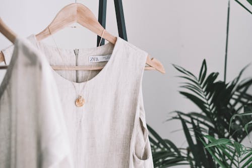 Close-Up View of Dress on a Hanger