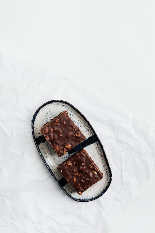 Free Yummy Chocolate Brownies on a Plate Stock Photo