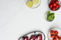 Sliced Lemon on White Table