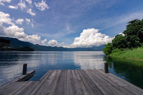 Základová fotografie zdarma na téma dřevěné molo, horské jezero, hory