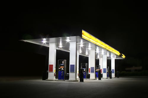 Free stock photo of gas station, night