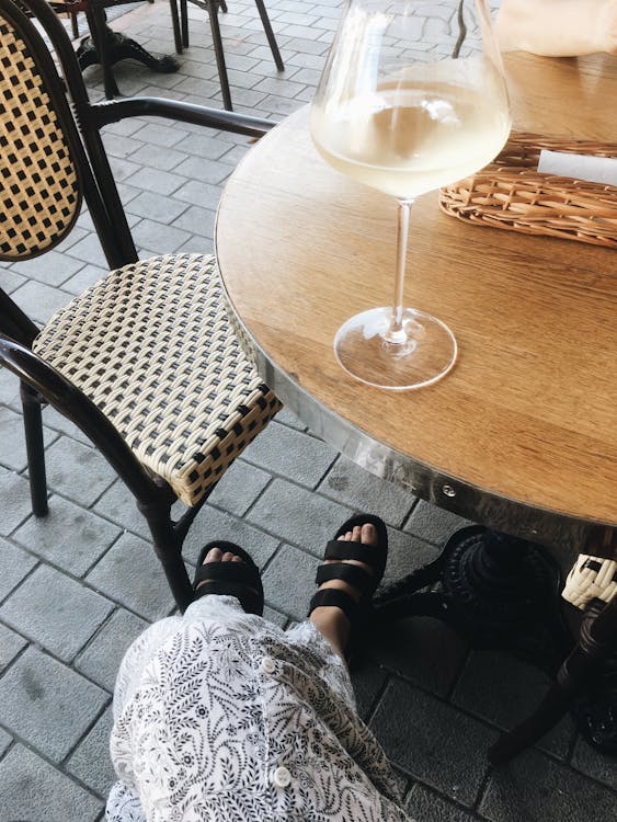 Wine Glass on Wooden Table