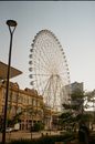 Ferris wheel in amusement park in city