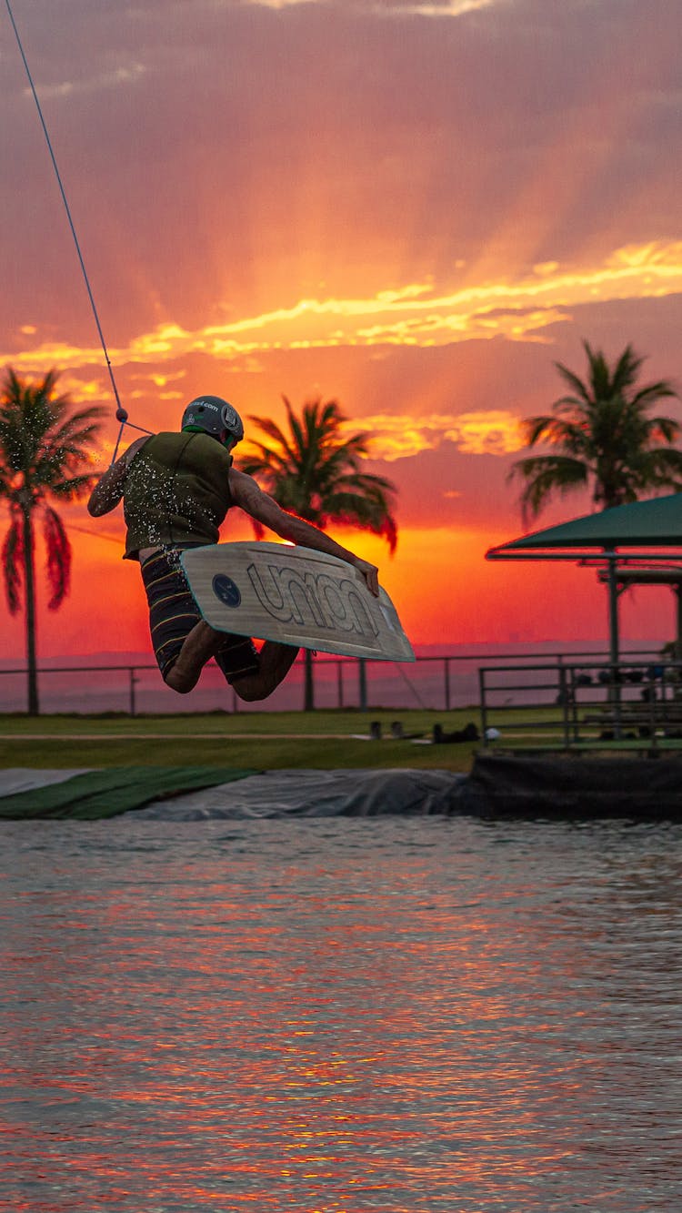 Water Boarding During Sunset