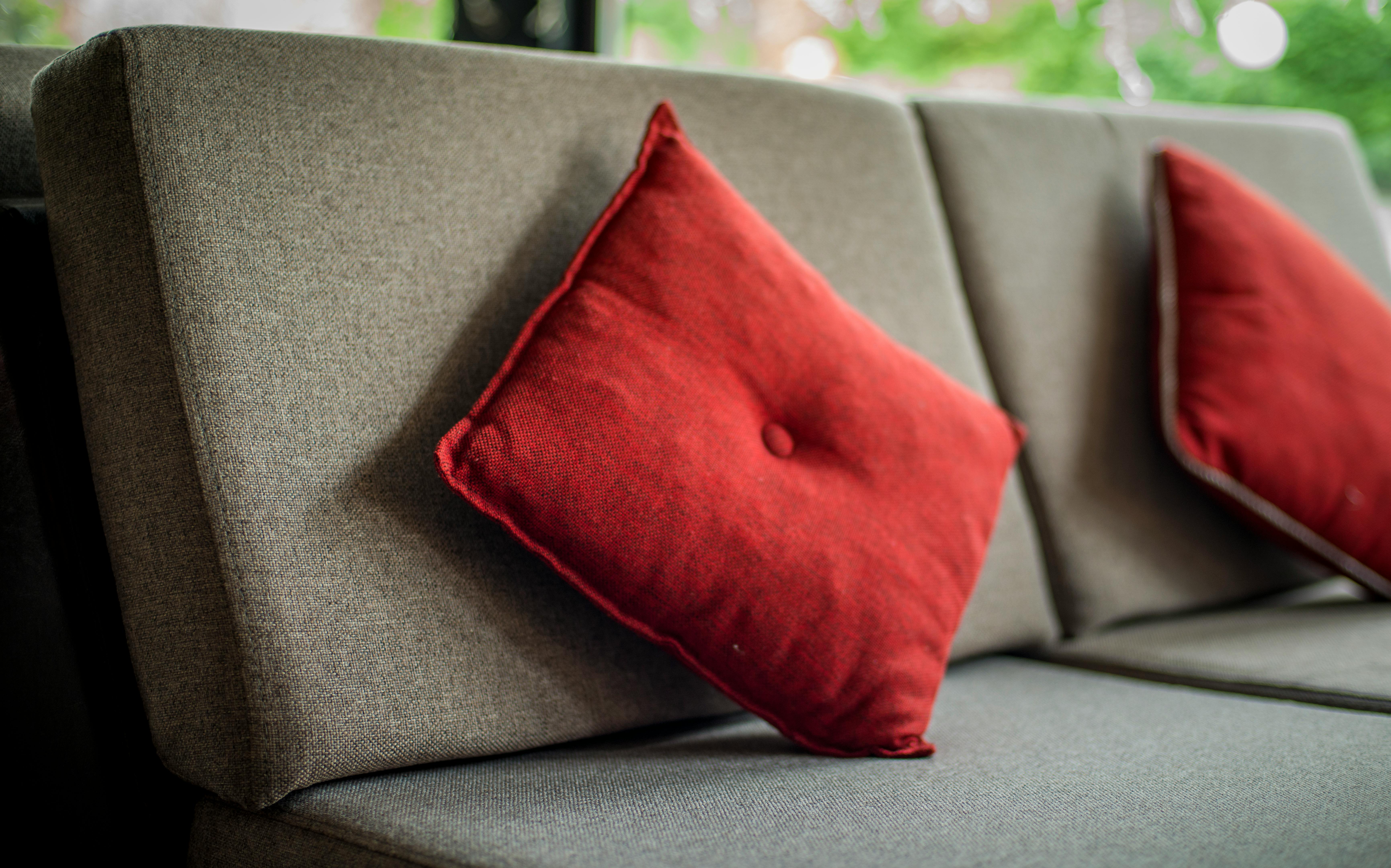 Gray and red throw hot sale pillows