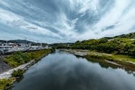 A Placid River under the Blue Sky