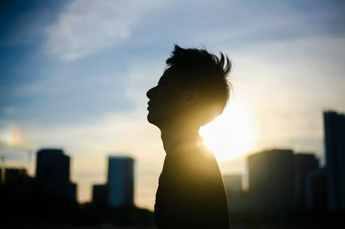 Free Silhouette of Man during Sunset Stock Photo