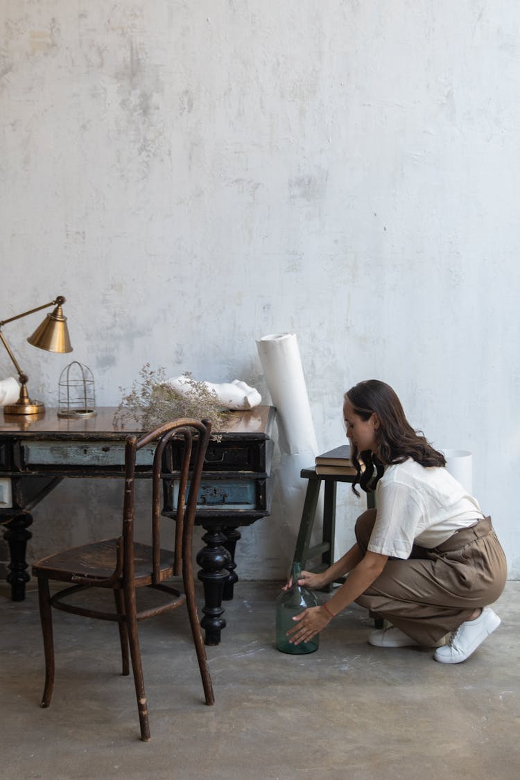 Woman Decorating Office