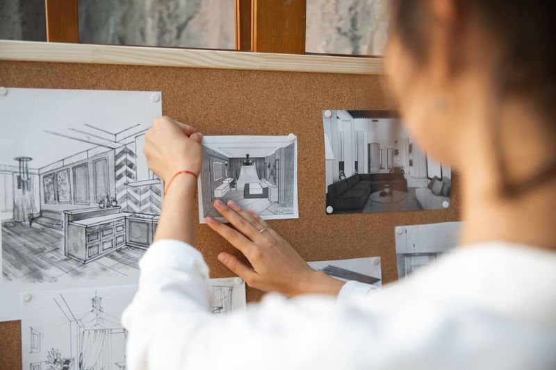 Two hundred product sketches pinned to a wall — Photo by Katrin Bolovtsova on Pexels