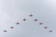 Eight Fighter Planes in Mid Air