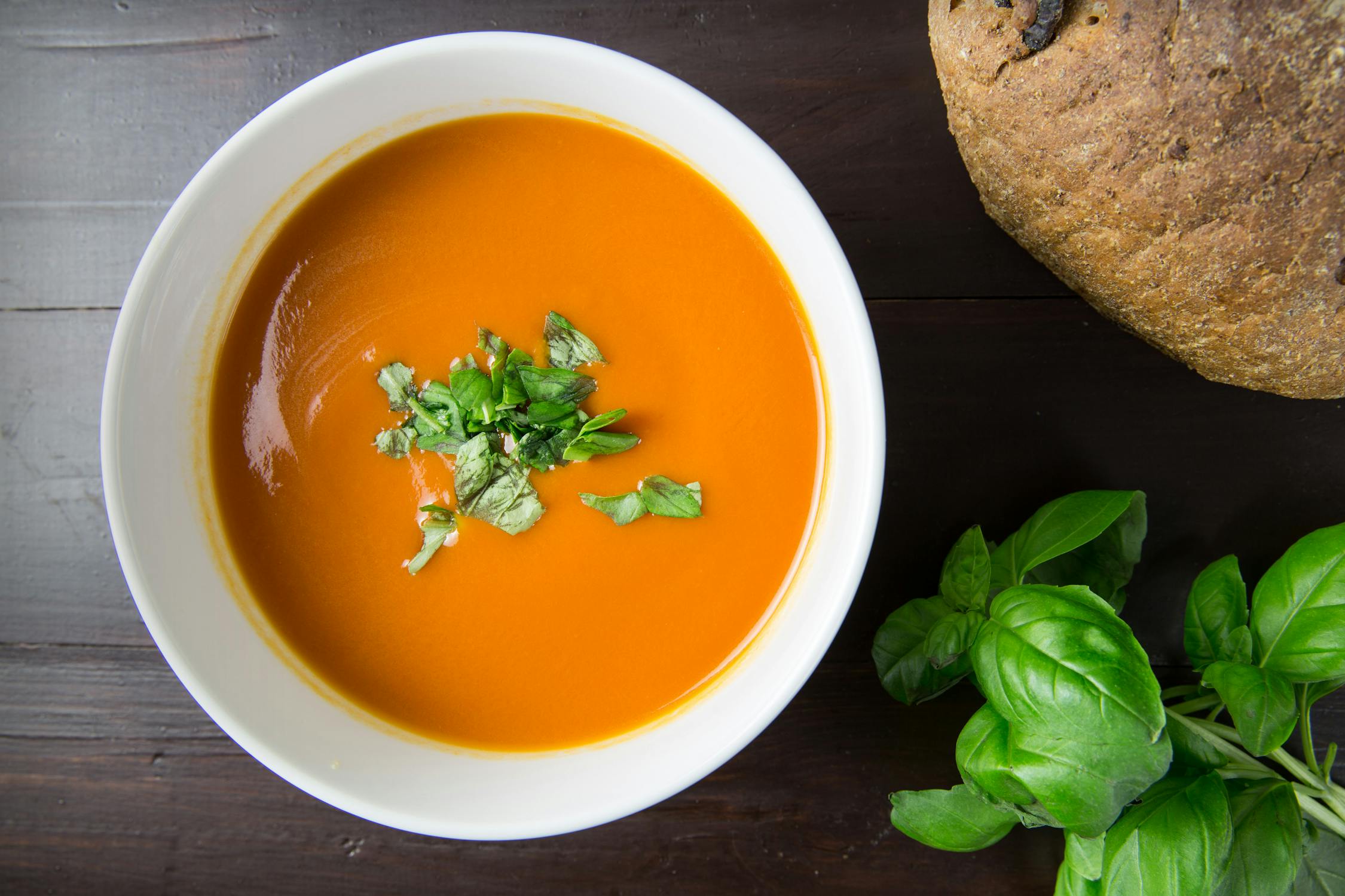 brown-soup-in-white-ceramic-bowl-free-stock-photo