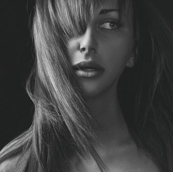 Elegant black and white portrait of a woman in Kyiv, Ukraine.