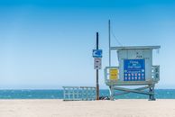 Blue Wooden Lifeguard Tower on Beach