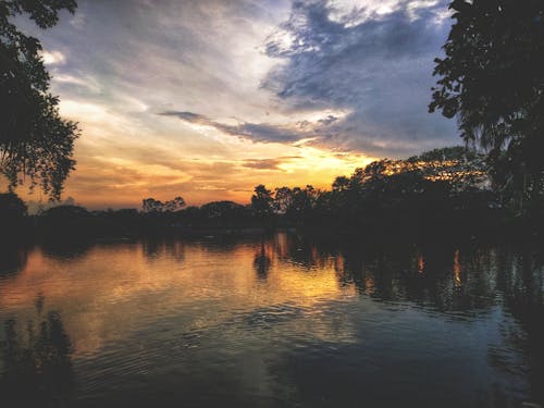 Sunset Reflecting in Lake