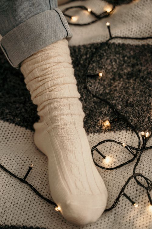 Cozy cable knit cotton sock