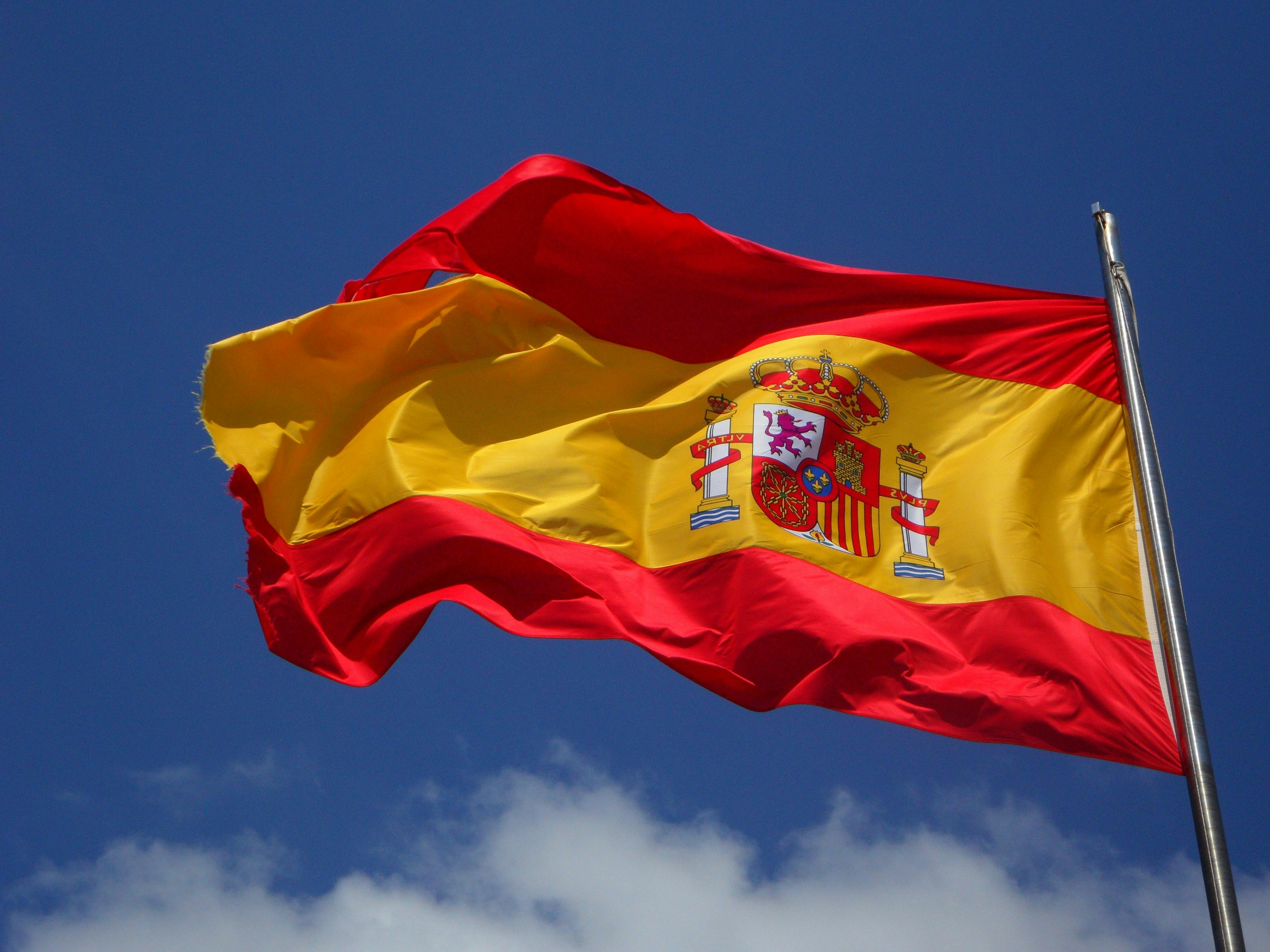 Spanien Flagge Im Pol Kostenloses Stock Foto